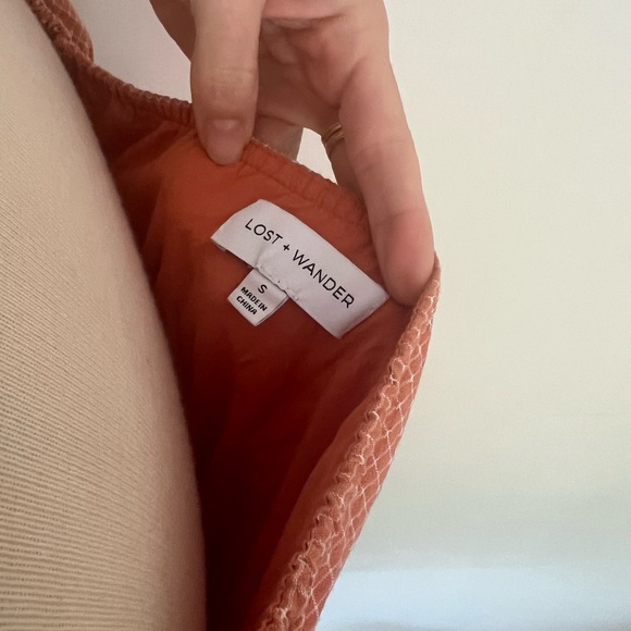 Lost + Wander Terracotta Gingham Wrap Blouse - Picture 3 of 4